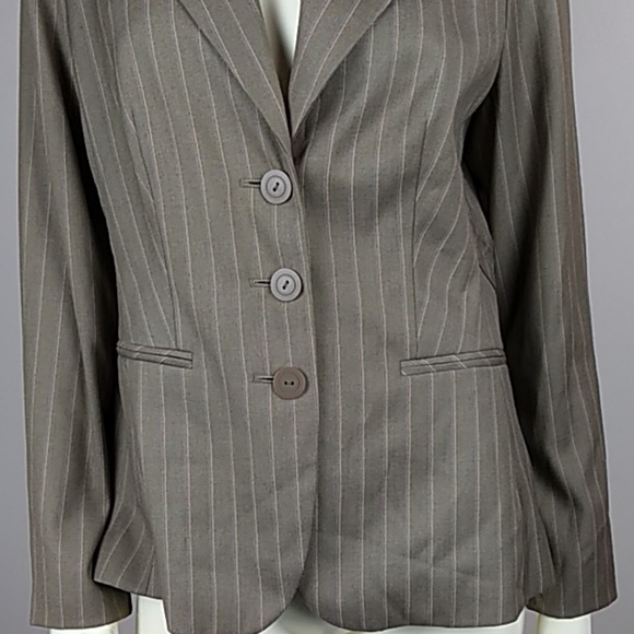 B.Moss fitted lined tan structured pinstripe blazer size 10 - Picture 3 of 10
